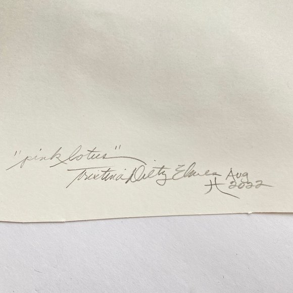 Pink Lotus - Original Wall Art Handmade Asian Calligraphy Artwork Matted 8"x10" - Picture 4 of 5